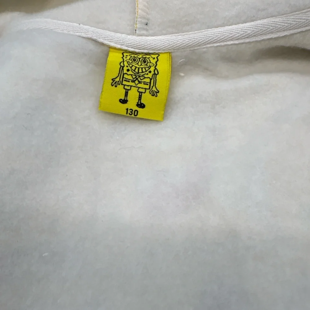 Sponge Bob Squarepants Kids Graphic Full Zip Hoodie Yellow Unisex Size 130